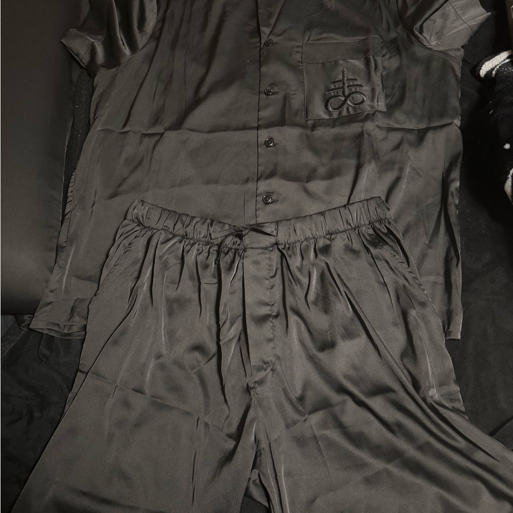 Killstar Black Satin Pajama Set